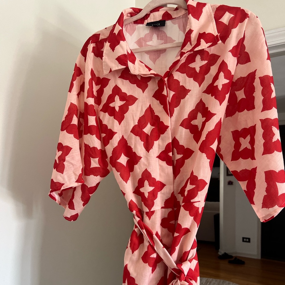 Vici Red and Cream Patterned romper